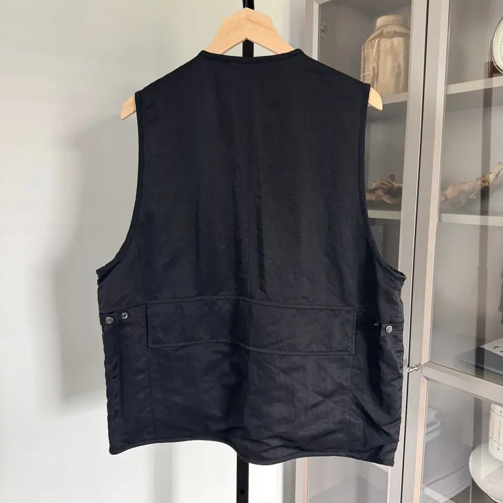 3sixteen Field Black Wrinkle Nylon Snap Front Vest XL NEW Military Cargo Pocket